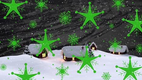 Animation-Von-Schneesymbolen-über-Der-Winterlandschaft