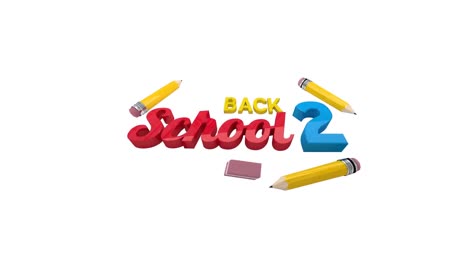 Animation-of-school-items-falling-on-white-background