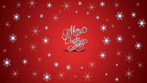 Animation-of-snowflakes-and-christmas-greetings-on-red-background