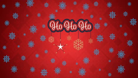 Animation-of-snowflakes-and-christmas-greetings-on-red-background