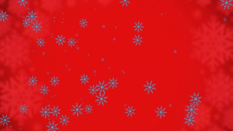 Animación-De-Copos-De-Nieve-Cayendo-Sobre-Fondo-Rojo