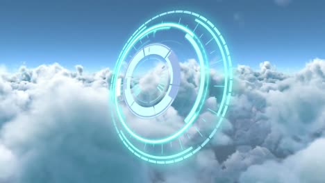 Animation-Eines-Rotierenden-Tresorschlosses-Mit-Uhrzeiger-über-Wolken