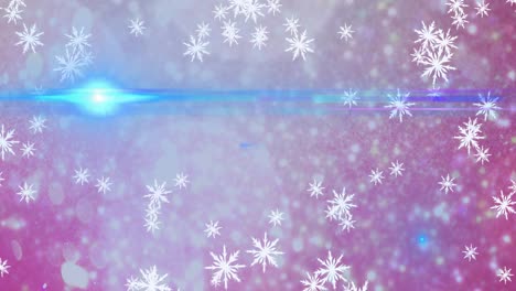 Animation-of-snow-falling-over-pink-background