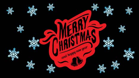 Animation-of-christmas-greetings-and-snow-over-black-background