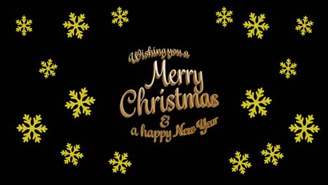 Animation-of-christmas-greetings-and-snow-over-black-background