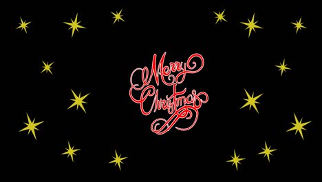 Animation-of-christmas-greetings-and-stars-over-black-background