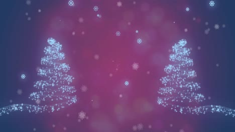 Animation-Von-Weihnachtsbäumen-Und-Sternschnuppen-Mit-Fallendem-Schnee