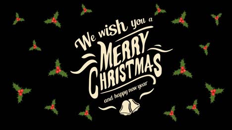 Animation-of-christmas-greetings-and-mistletoes-over-black-background