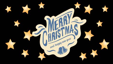 Animation-of-christmas-greetings-and-stars-over-black-background