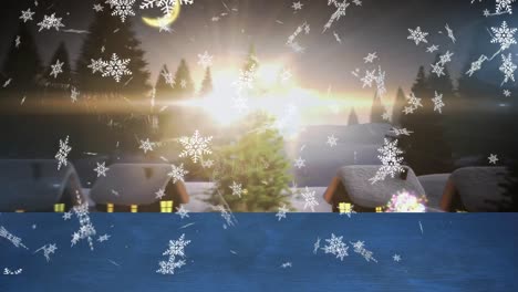Animation-Von-Schneefall-Und-Winterlandschaft