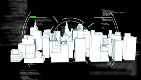 Animation-Des-Scanbereichs-über-Einer-3D-Stadtbildzeichnung