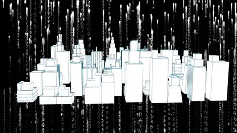 Animation-Der-Datenverarbeitung-über-3D-Stadtbildzeichnung