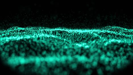 Animation-of-green-glitter-sparkling-on-black-background