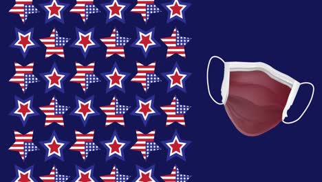 Animation-Von-Gesichtsmaske-Und-Sternen-Mit-Der-Flagge-Der-Vereinigten-Staaten-Von-Amerika