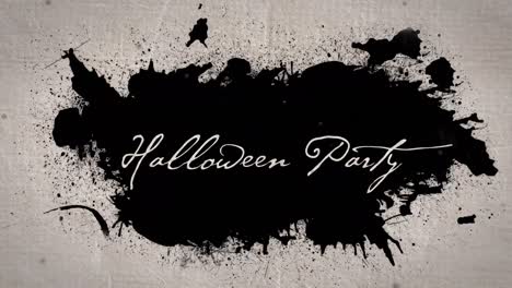 Animation-of-halloween-text-over-black-stain-on-beige-background