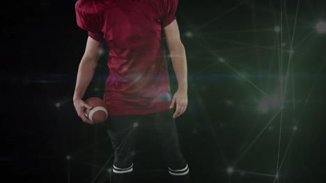 Animation-Des-Netzwerks-Von-Verbindungen-über-Einen-Kaukasischen-American-Football-Spieler