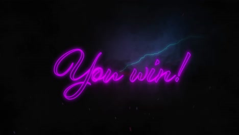 Animation-Ihres-Gewinnenden-Textes-über-Blitzen-Auf-Schwarzem-Hintergrund