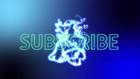 Animation-of-subscribe-text-over-lightnings-on-blue-background