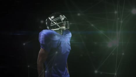 Animation-Des-Netzwerks-Von-Verbindungen-über-Einen-Afroamerikanischen-American-Football-Spieler