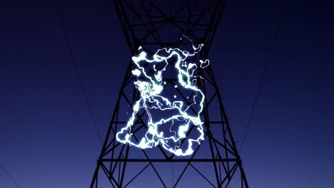 Animation-of-electric-pylon-and-clouds-of-smoke