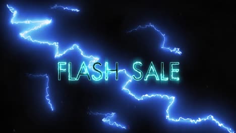 Animation-Von-Flash-Sale-Text-über-Blitzen-Auf-Schwarzem-Hintergrund
