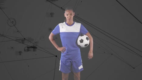 Animation-of-network-of-connections-over-african-american-soccer-player