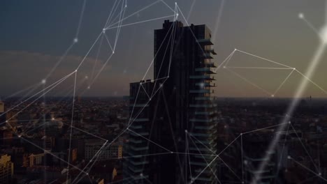 Animation-of-networks-of-connections-over-cityscape