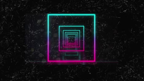 Animation-of-colourful-neon-squares-on-black-background