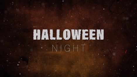 Animation-of-halloween-night-text-over-light-spots-on-brown-background