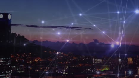 Animation-of-networks-of-connections-over-cityscape