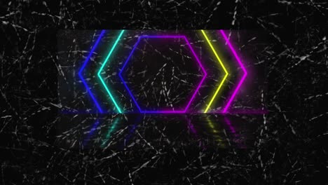 Animation-of-colourful-neon-shapes-on-black-background