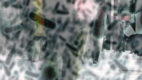 Animation-Von-Covid-19-Zellen-über-Gehende-Menschen