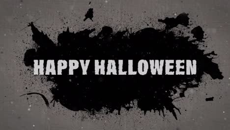 Animation-of-happy-halloween-text-over-black-stains-on-grey-background