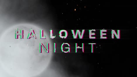 Animation-Von-Halloween-Nachttext-über-Mond-Und-Wolken-Am-Himmel