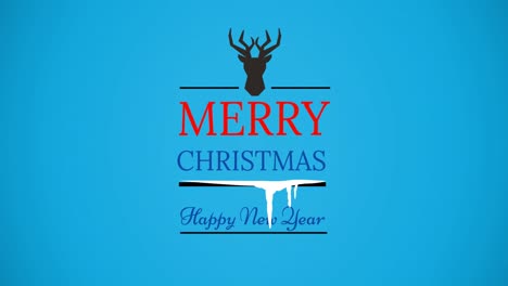 Animation-of-christmas-and-new-year-greetings-text-with-reindeer-on-blue-background