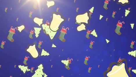 Animación-De-Campanas-Cayendo-Y-árboles-De-Navidad-Sobre-Fondo-Azul.
