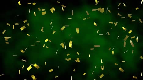 Animation-of-gold-confetti-falling-on-black-background