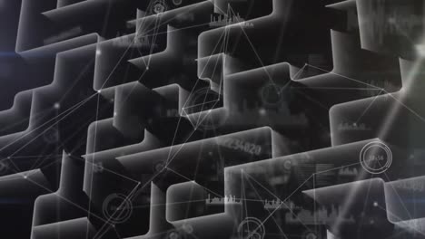 Animation-Eines-Netzwerks-Von-Verbindungen-über-Einem-Labyrinth