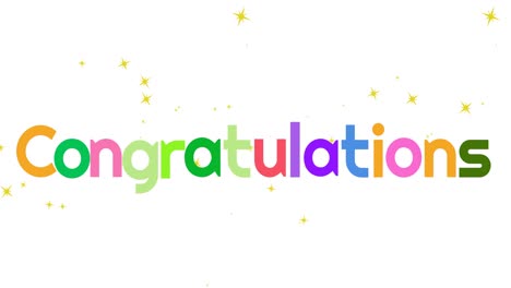 Animation-of-congratulations-text-and-stars-falling-on-white-background