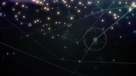 Animation-Von-Sternen-über-Ein-Netzwerk-Von-Verbindungen