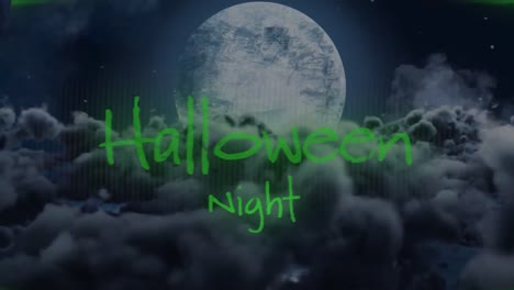 Animation-of-halloween-night-over-full-moon-and-night-sky-background