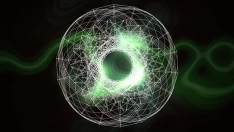 Animación-De-Formas-Geométricas-Sobre-Luces-Verdes-Sobre-Fondo-Negro