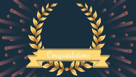 Animation-of-congratulations-text-and-red-shapes-on-black-background