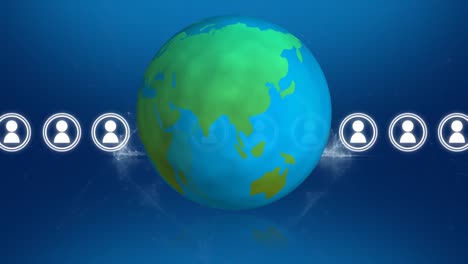 Animation-Des-Netzwerks-Von-Verbindungen-Mit-Dem-Planeten-Erde-Auf-Blauem-Hintergrund