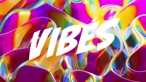Animation-of-vibes-in-white-text-over-swirling-multi-coloured-pattern