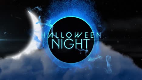Animation-Von-Halloween-Grüßen-Auf-Dem-Hintergrund-Des-Nachthimmels