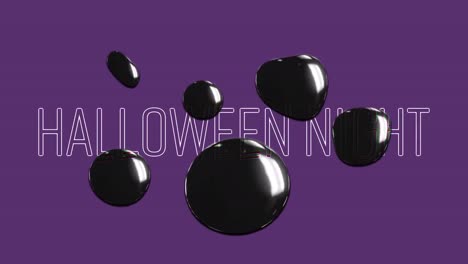 Animation-Von-Halloween-Grüßen-Und-Blasen-Auf-Violettem-Hintergrund