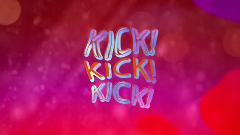 Animation-of-kick-in-bending-colourful-text-over-pink-and-red-molten-lava