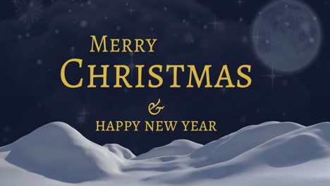 Animation-of-merry-christmas-and-happy-new-year-text-over-window-and-winter-landscape