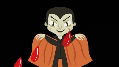 Animation-of-blood-and-vampire-on-black-background